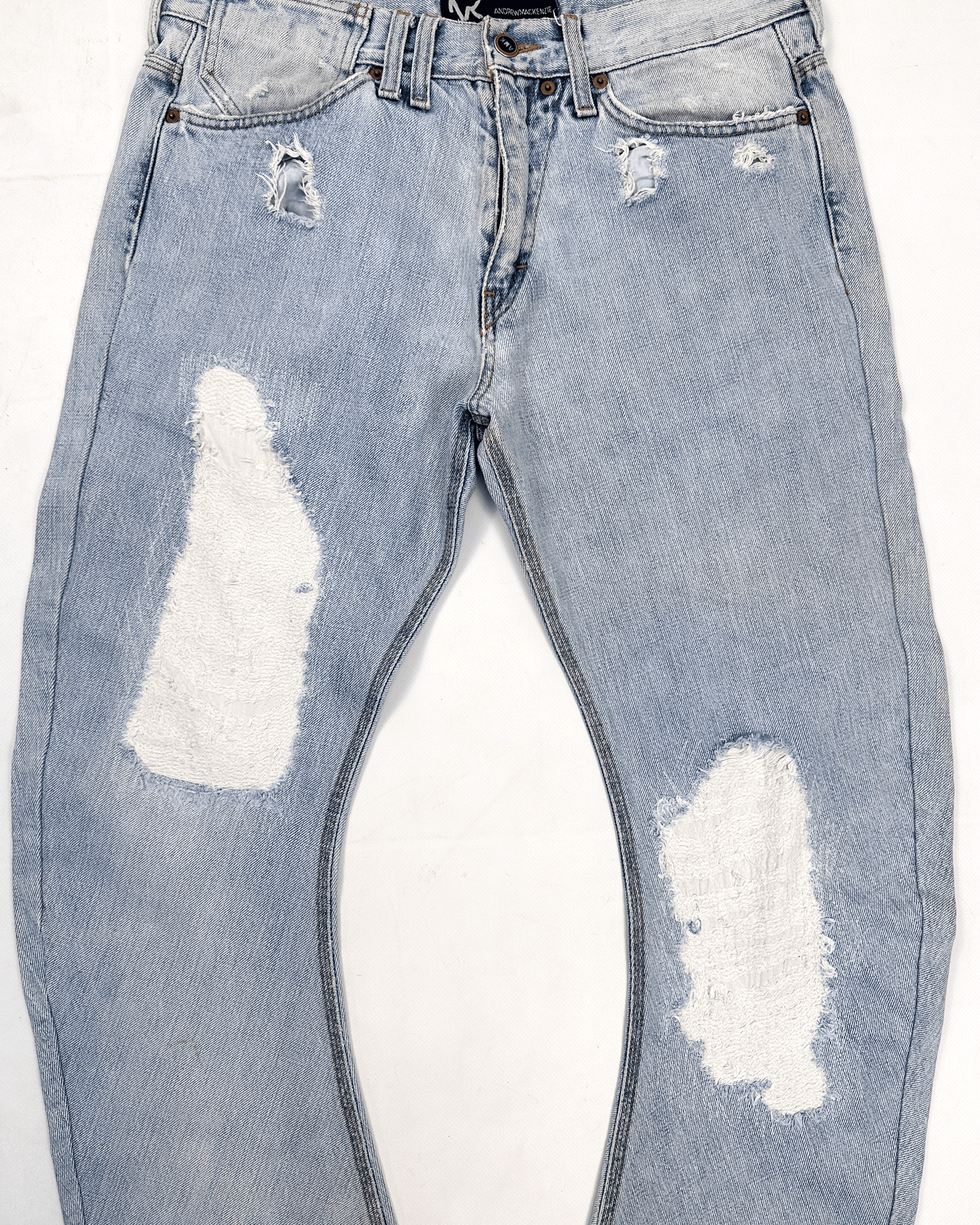 Andrew Mackenzie Curved Distressed Denim Pants 2000's