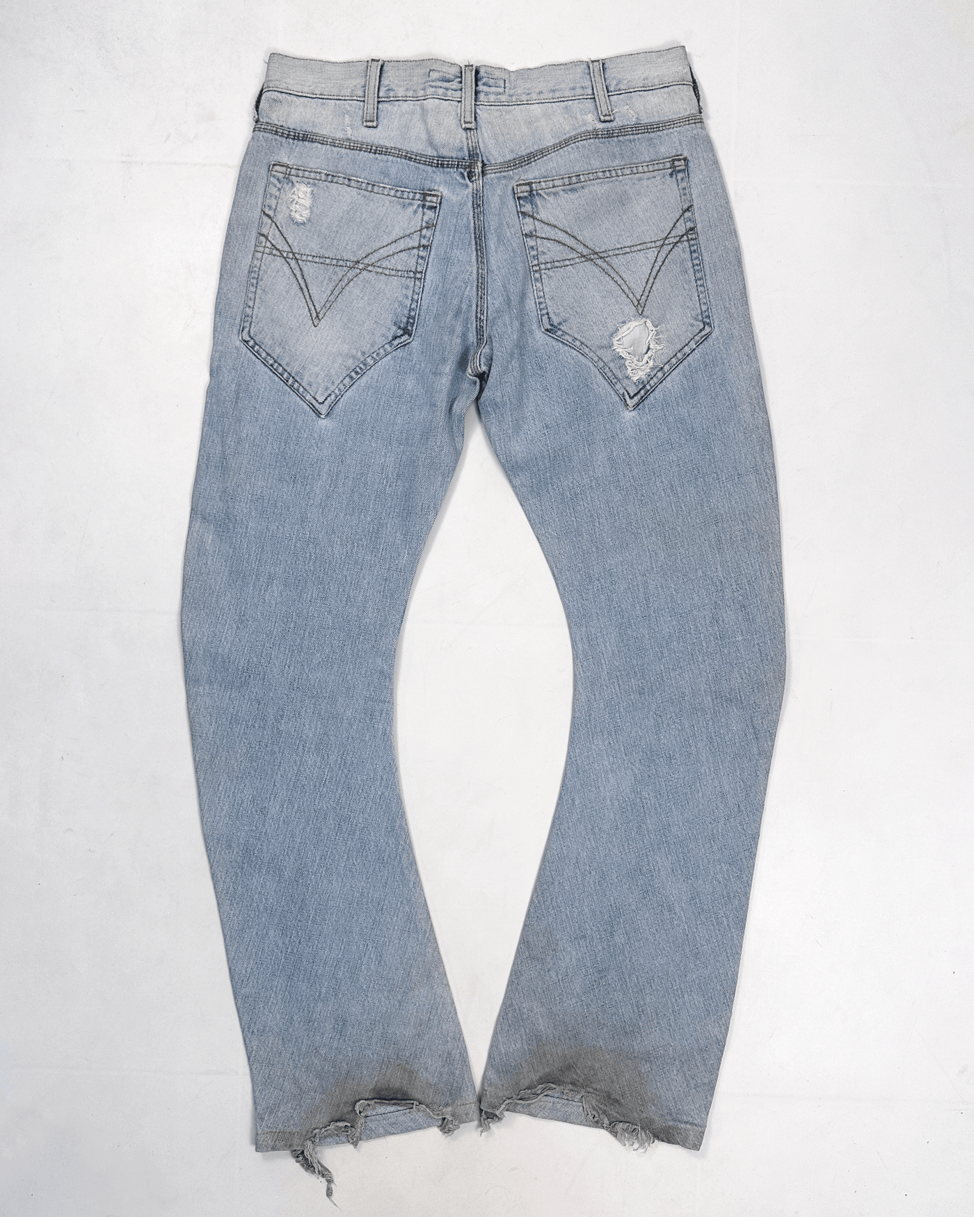Andrew Mackenzie Curved Distressed Denim Pants 2000's