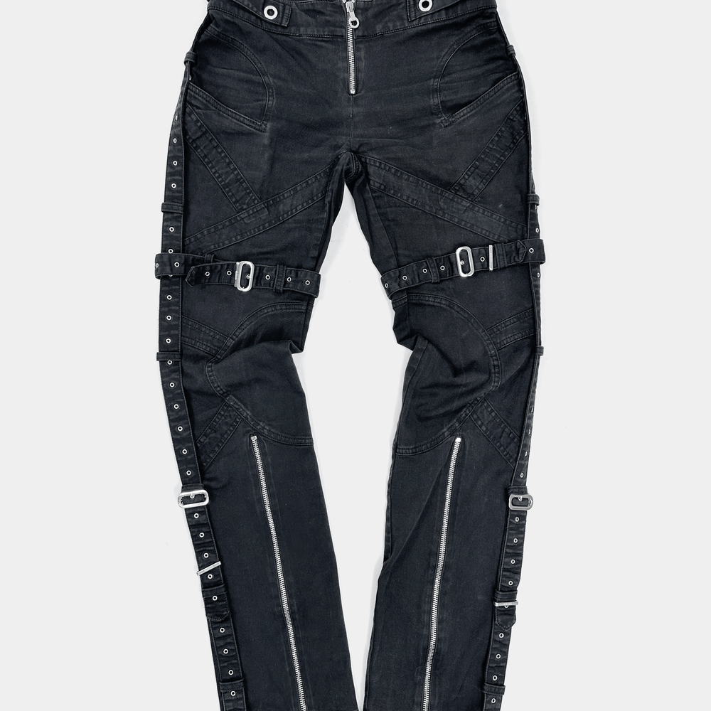 Versace Bondage Zipped Black Pants 2000's