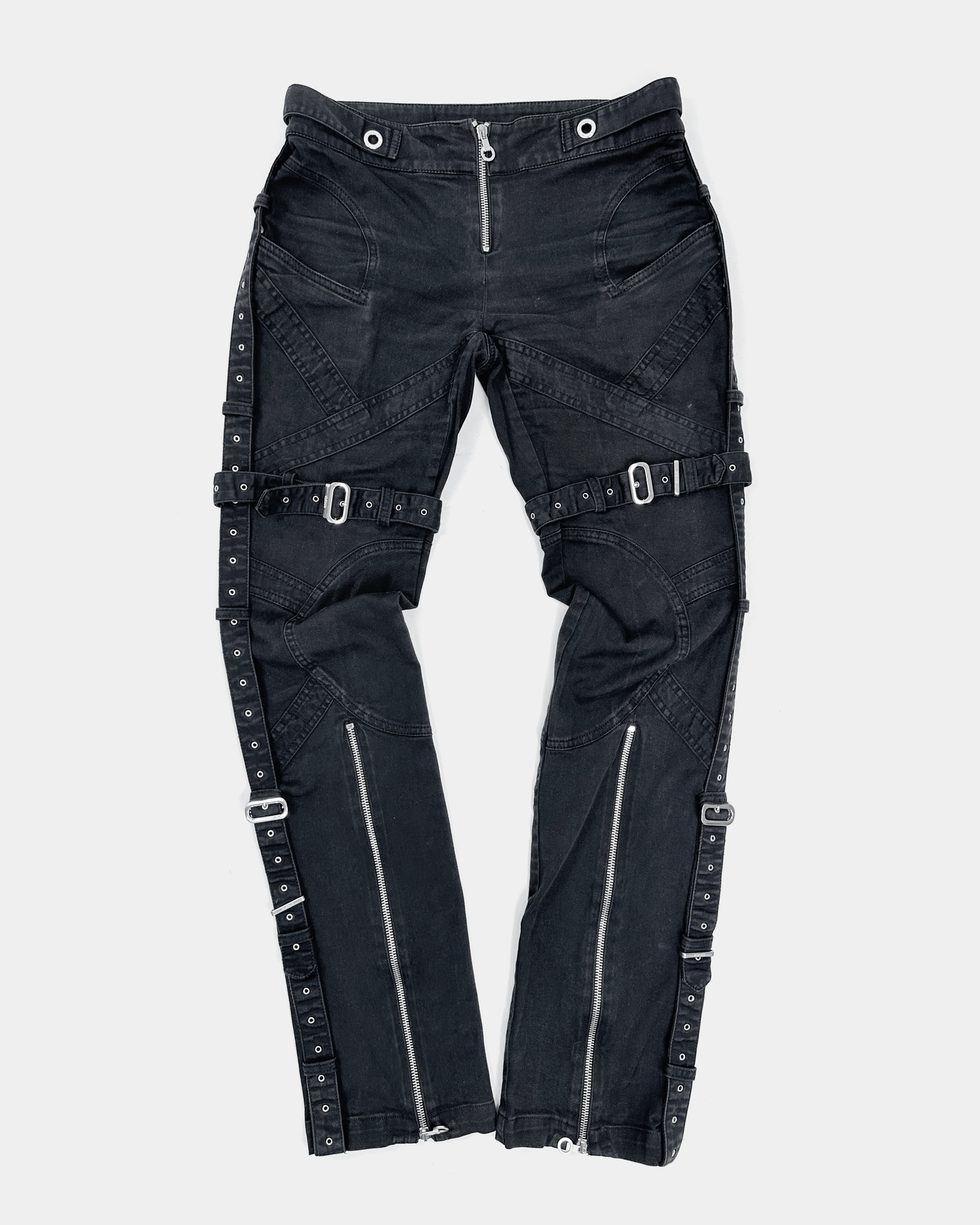 Versace Bondage Zipped Black Pants 2000's