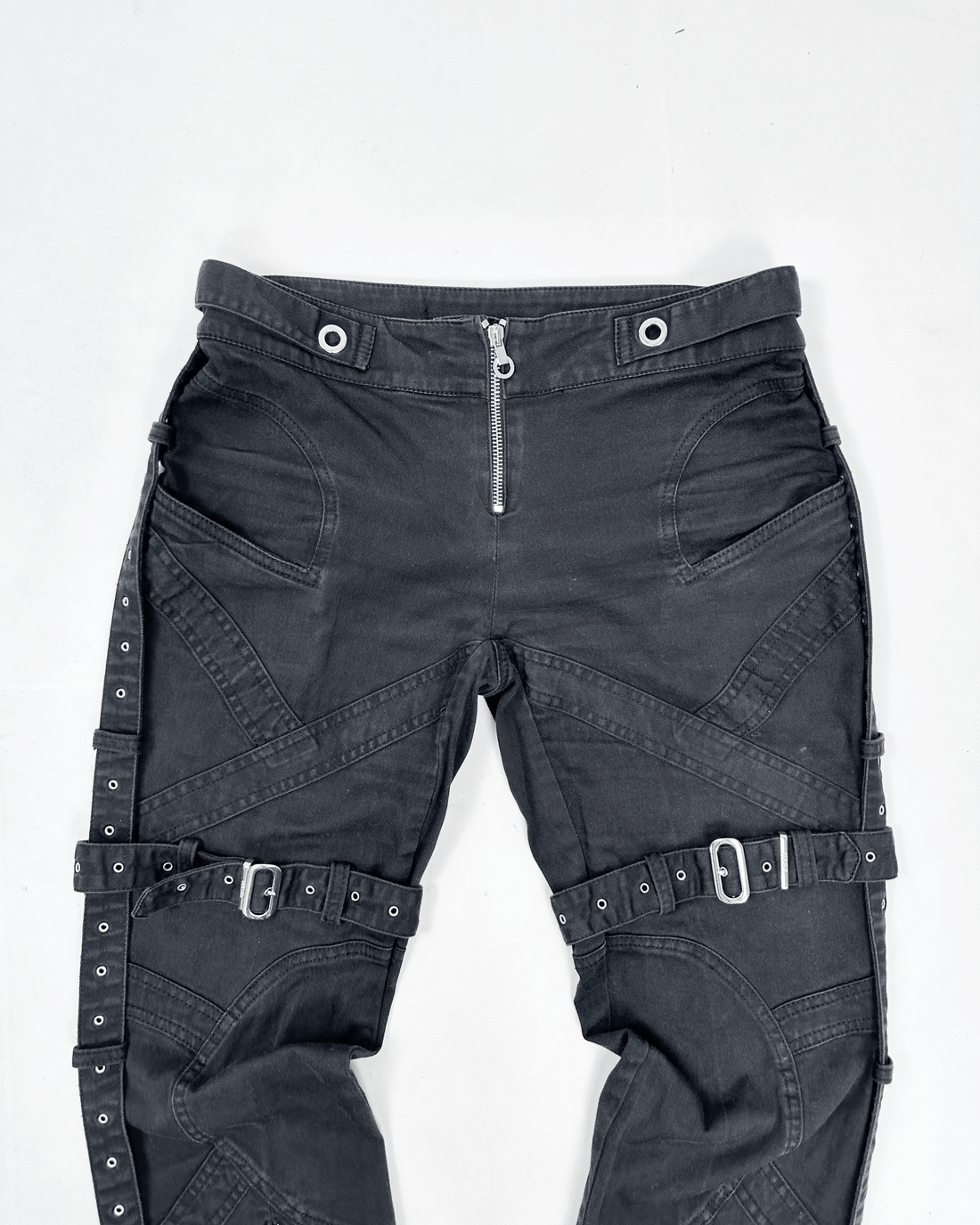 Versace Bondage Zipped Black Pants 2000's