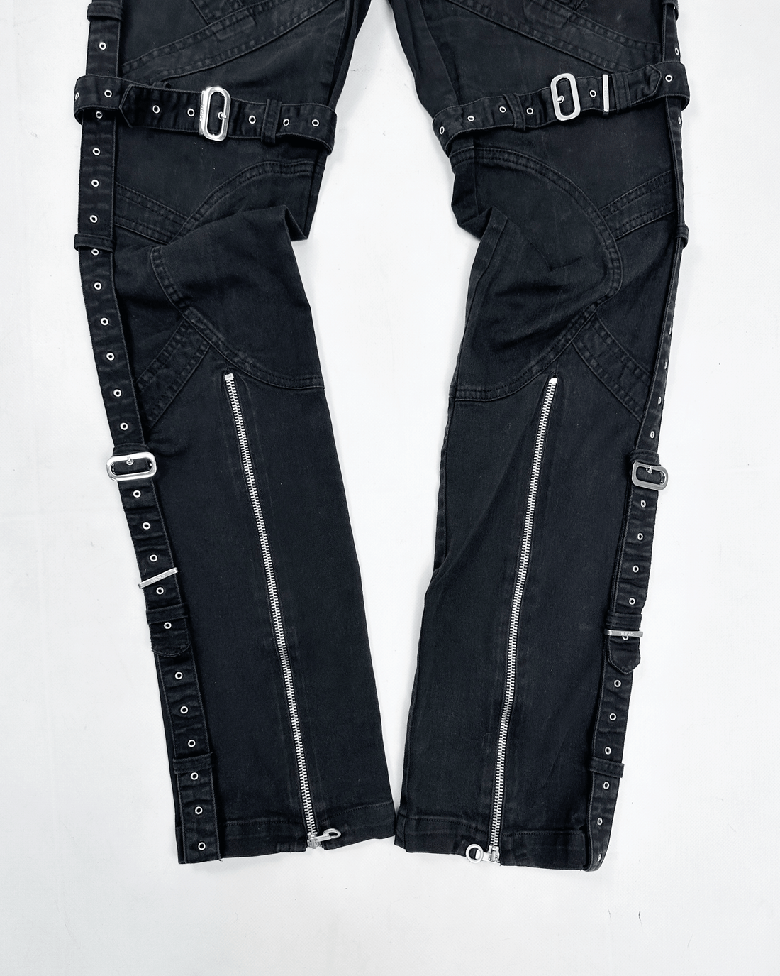 Versace Bondage Zipped Black Pants 2000's