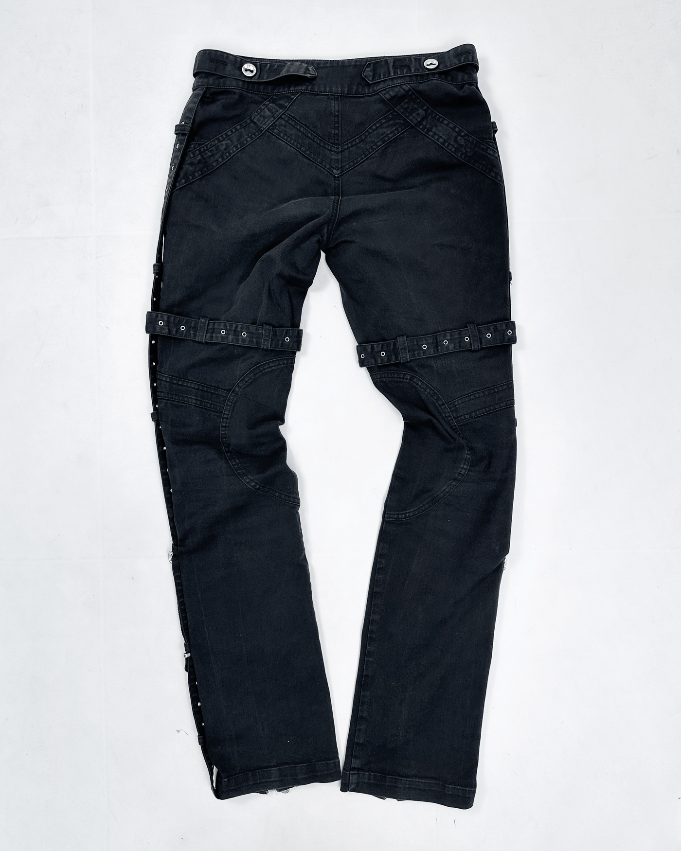 Versace Bondage Zipped Black Pants 2000's