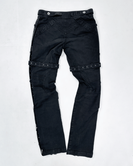 Versace Bondage Zipped Black Pants 2000's
