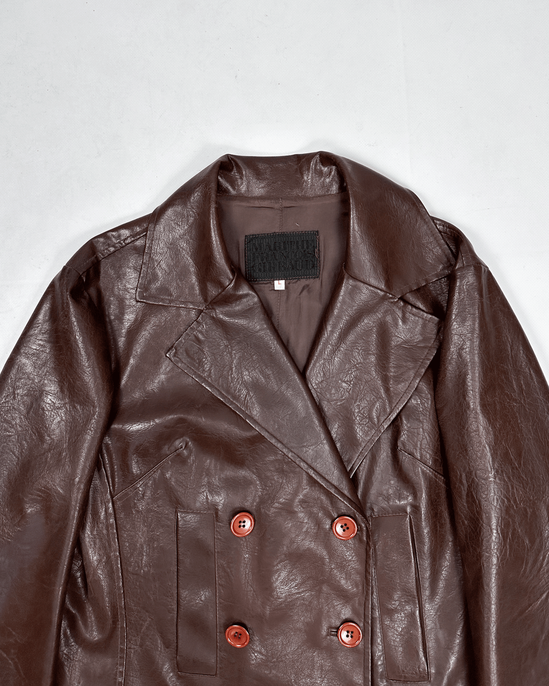 Marithé Francois Girbaud Synthetic Leather Brown Jacket 1990's