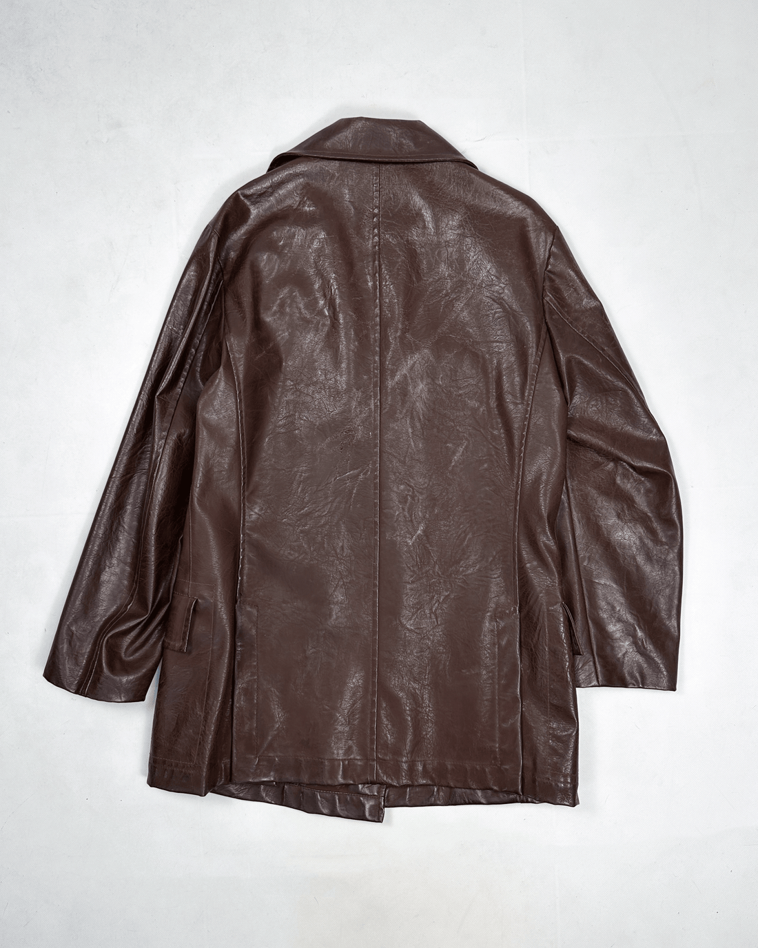 Marithé Francois Girbaud Synthetic Leather Brown Jacket 1990's