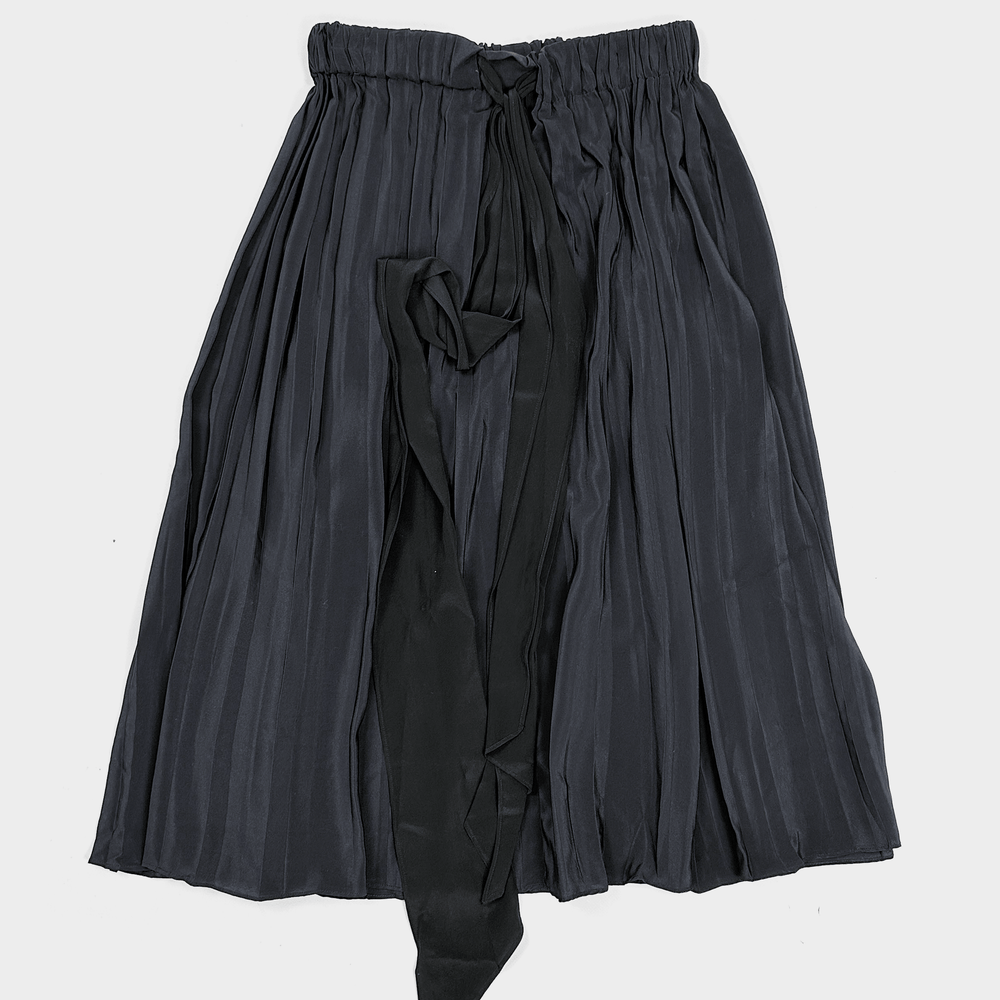 Miu Miu Pleated Black And Blue Silk Skirt 2000's