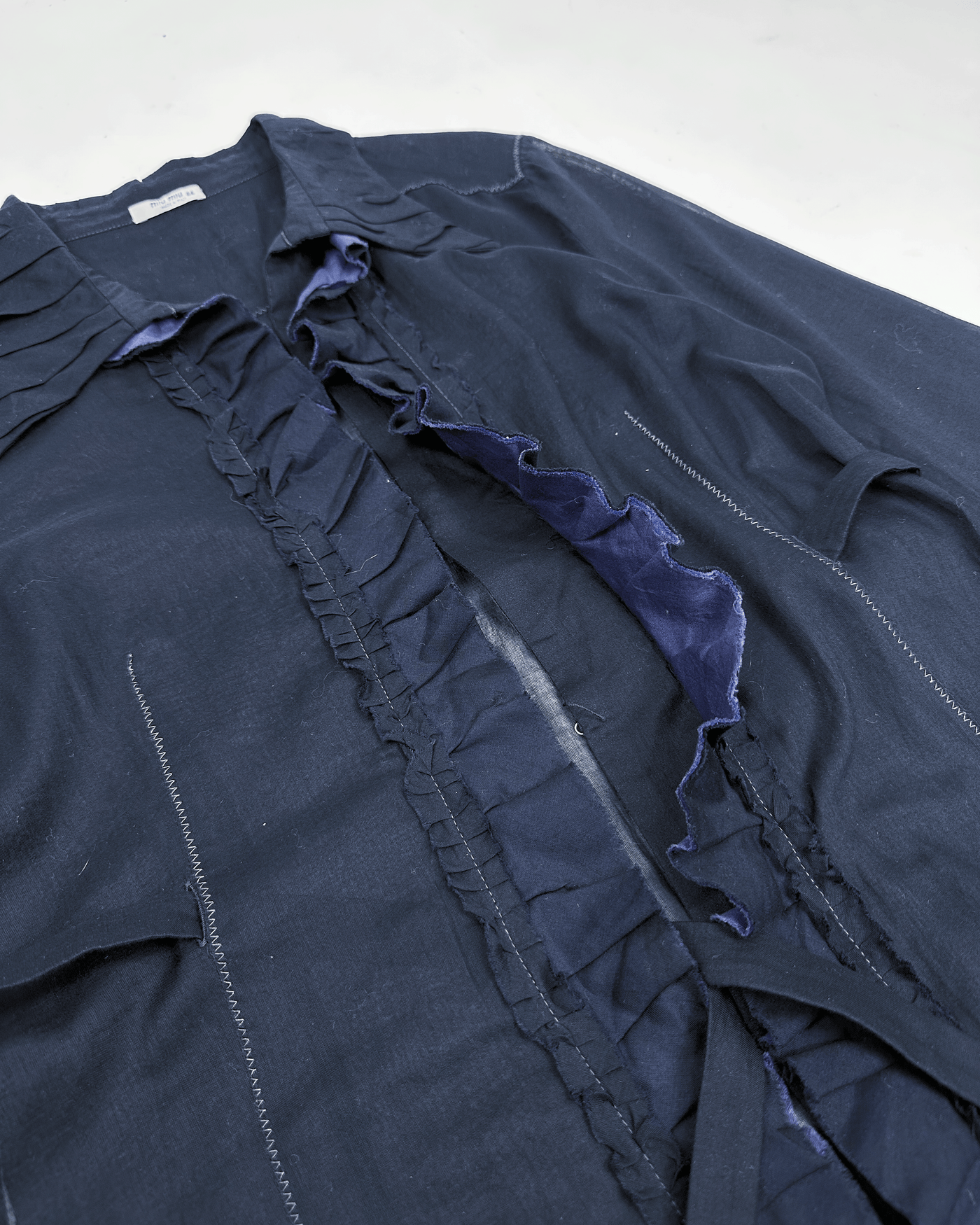 Miu Miu Black Translucid Thin Long Over-Shirt 2000's