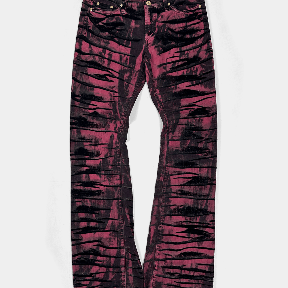 Versace Pink Zebra Textured Flare Pants 2000's