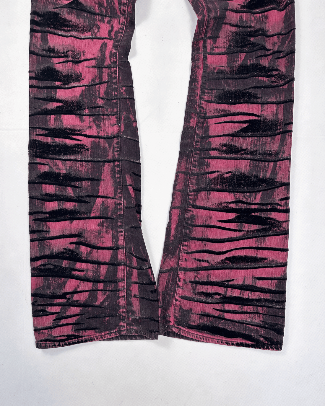 Versace Pink Zebra Textured Flare Pants 2000's