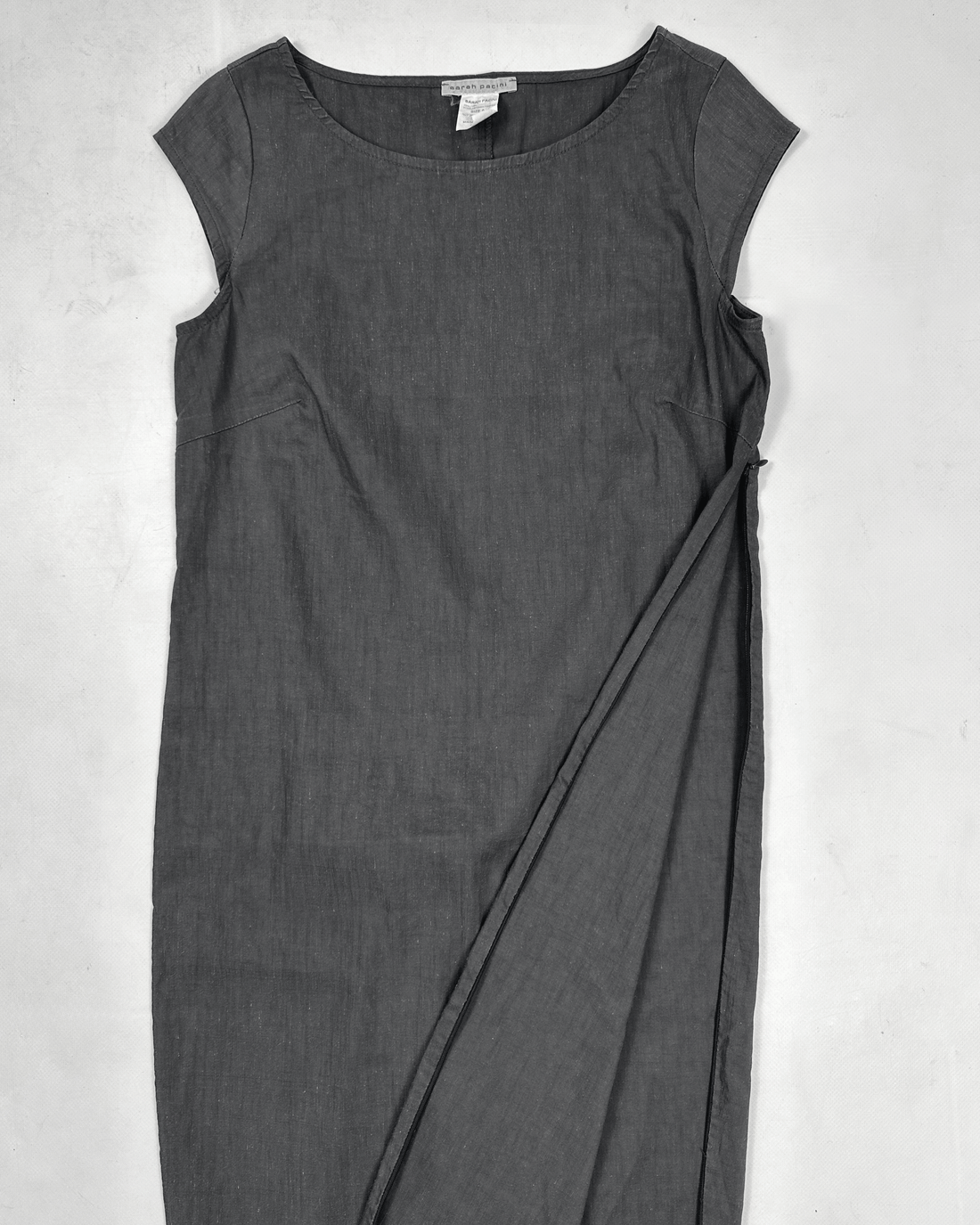 Sarah Paccini Dark Grey Zipped Dress 2000's