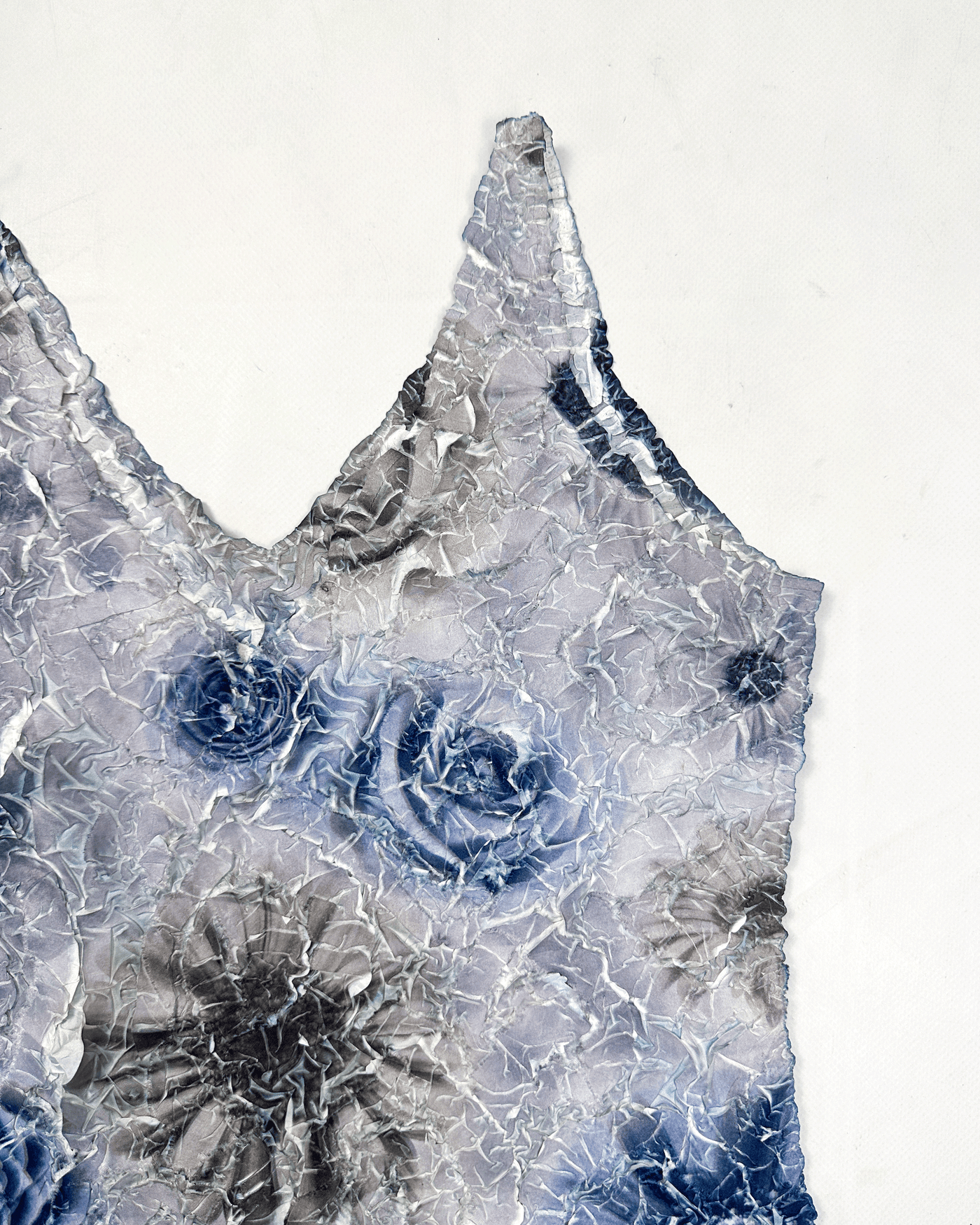 Anne Fontaine Pleated Blue Roses Top 1990's