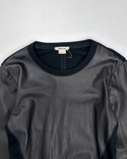 Helmut Lang Leather + Wool Black Crewneck F/W 2006 - Vintagetts