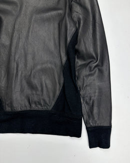 Helmut Lang Leather + Wool Black Crewneck F/W 2006 - Vintagetts