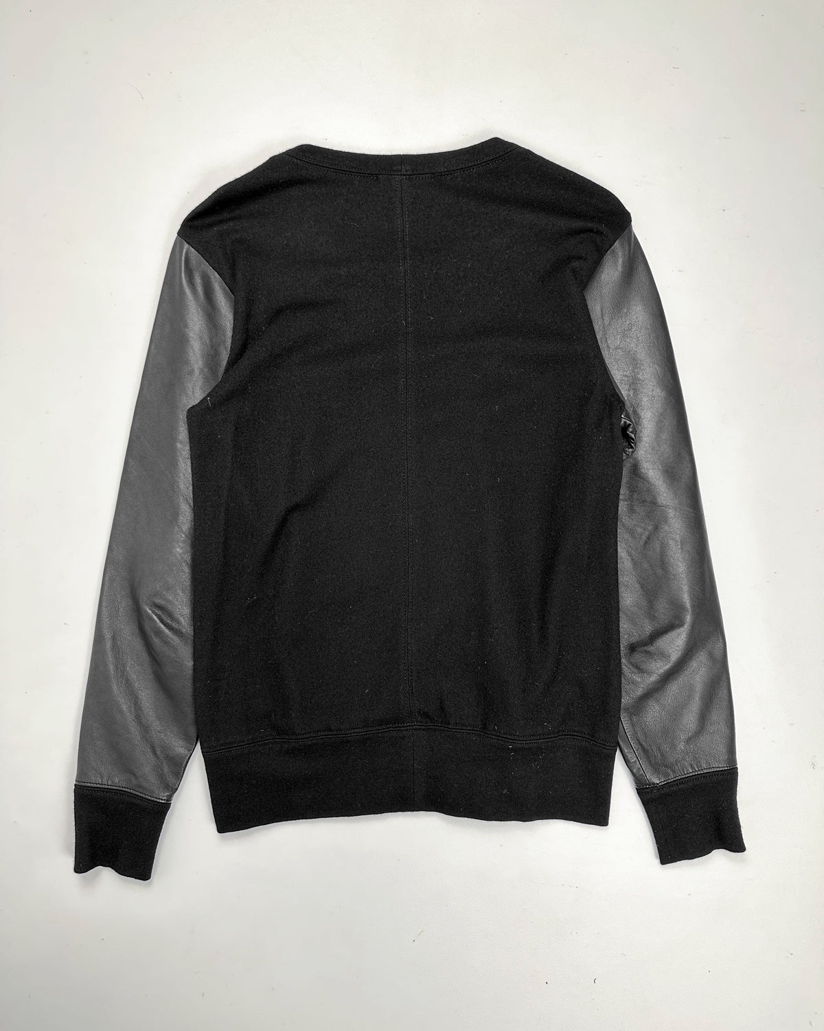 Helmut Lang Leather + Wool Black Crewneck F/W 2006 - Vintagetts