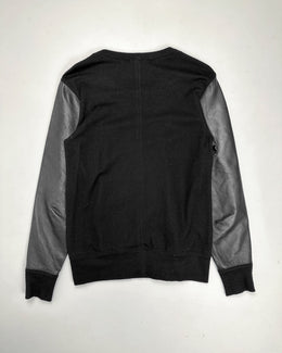 Helmut Lang Leather + Wool Black Crewneck F/W 2006 - Vintagetts