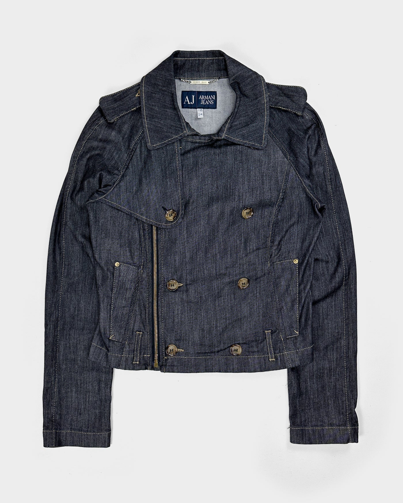 Armani Indigo Denim Off-Centered Jacket 2000's