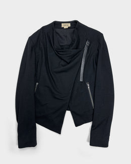 Helmut Lang Leather Strap Black Wool Jacket  F/W 2009 - Vintagetts