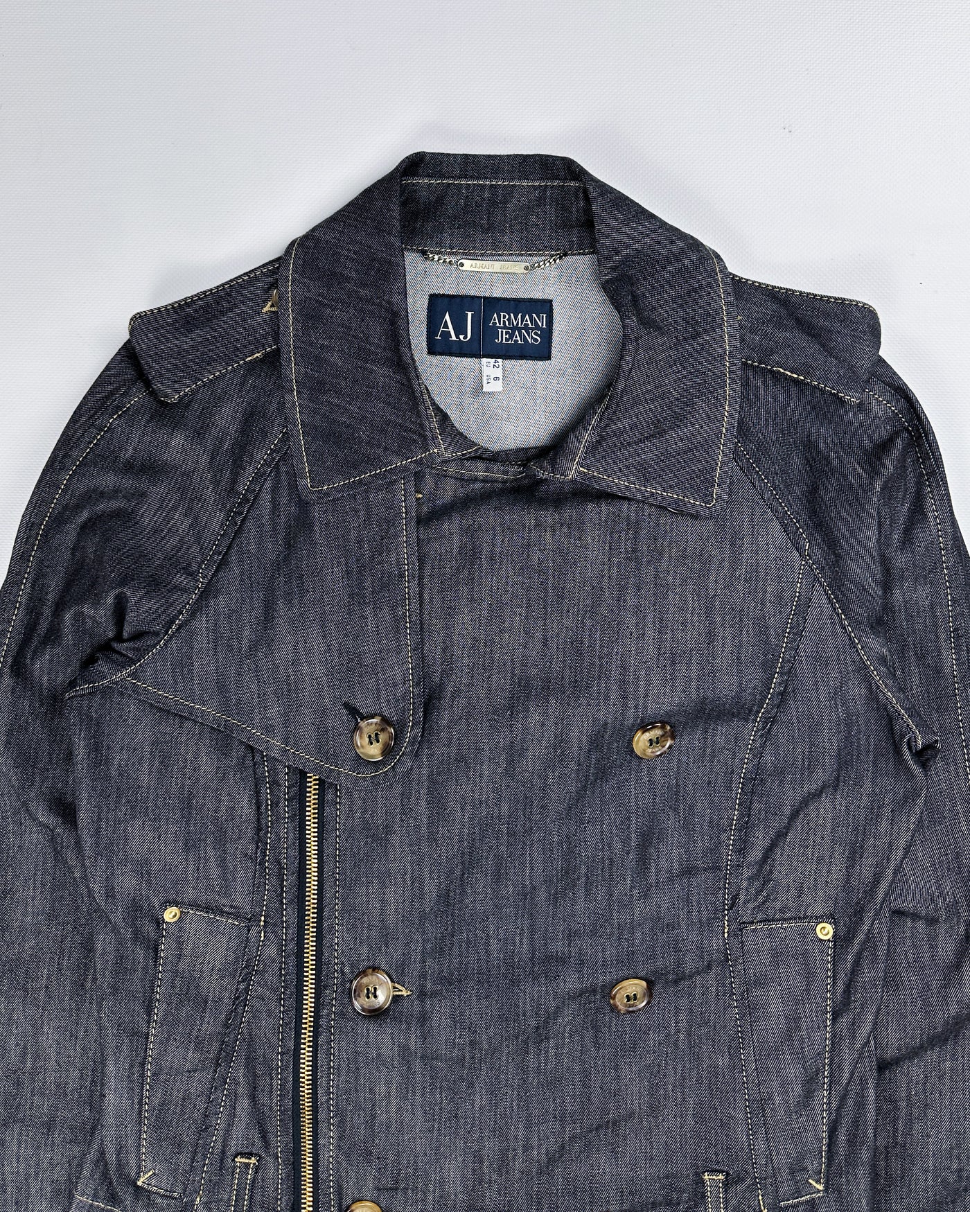 Armani Indigo Denim Off-Centered Jacket 2000's