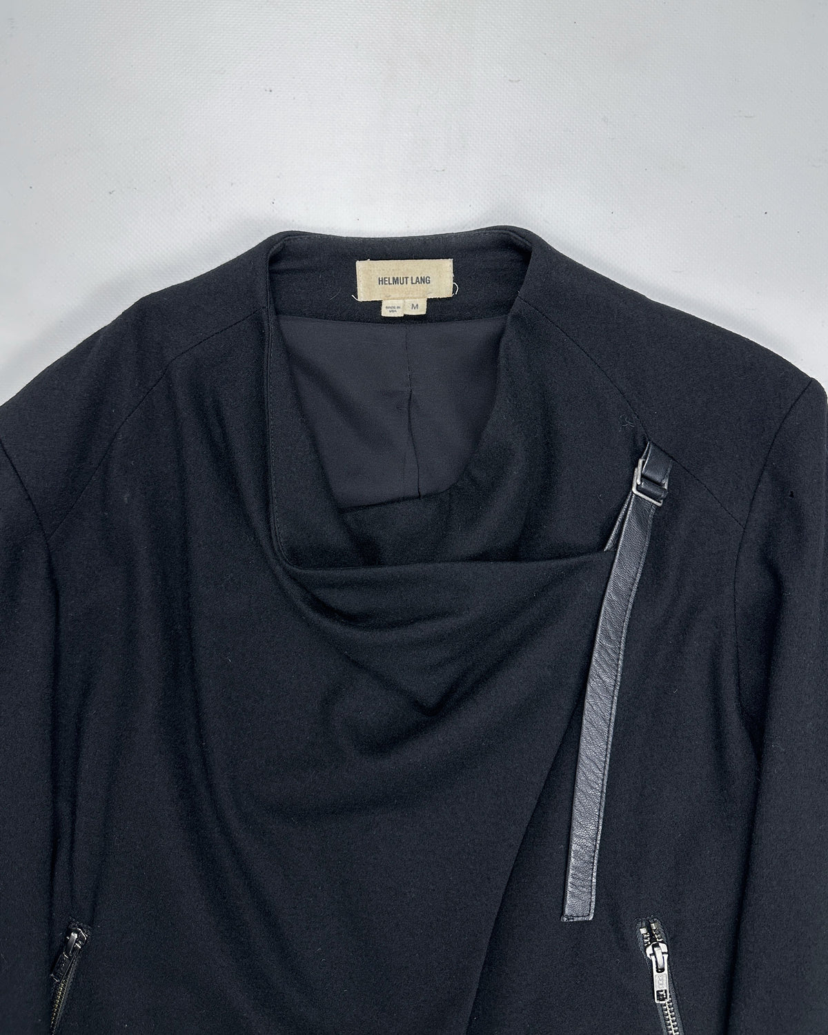 Helmut Lang Leather Strap Black Wool Jacket  F/W 2009 - Vintagetts