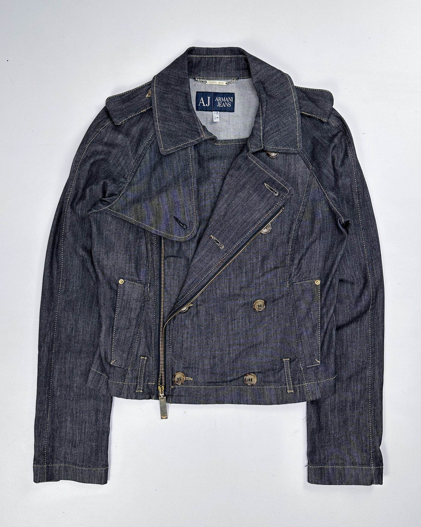 Armani Indigo Denim Off-Centered Jacket 2000's