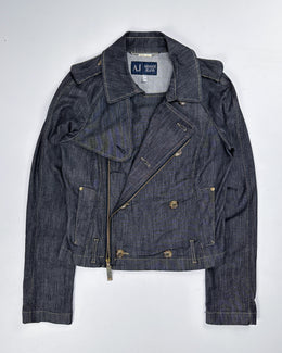 Armani Indigo Denim Off-Centered Jacket 2000's