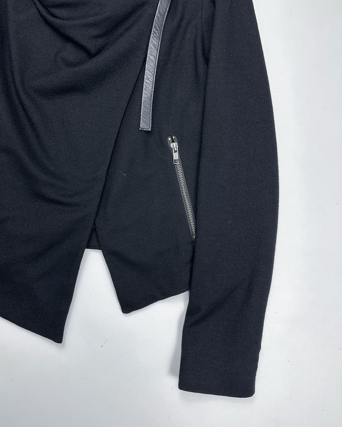 Helmut Lang Leather Strap Black Wool Jacket  F/W 2009 - Vintagetts