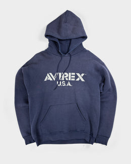 Avirex USA Sun Faded Blue Hoodie 1990's