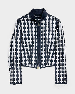 Armani Black And White Leather Net Jacket 2000's