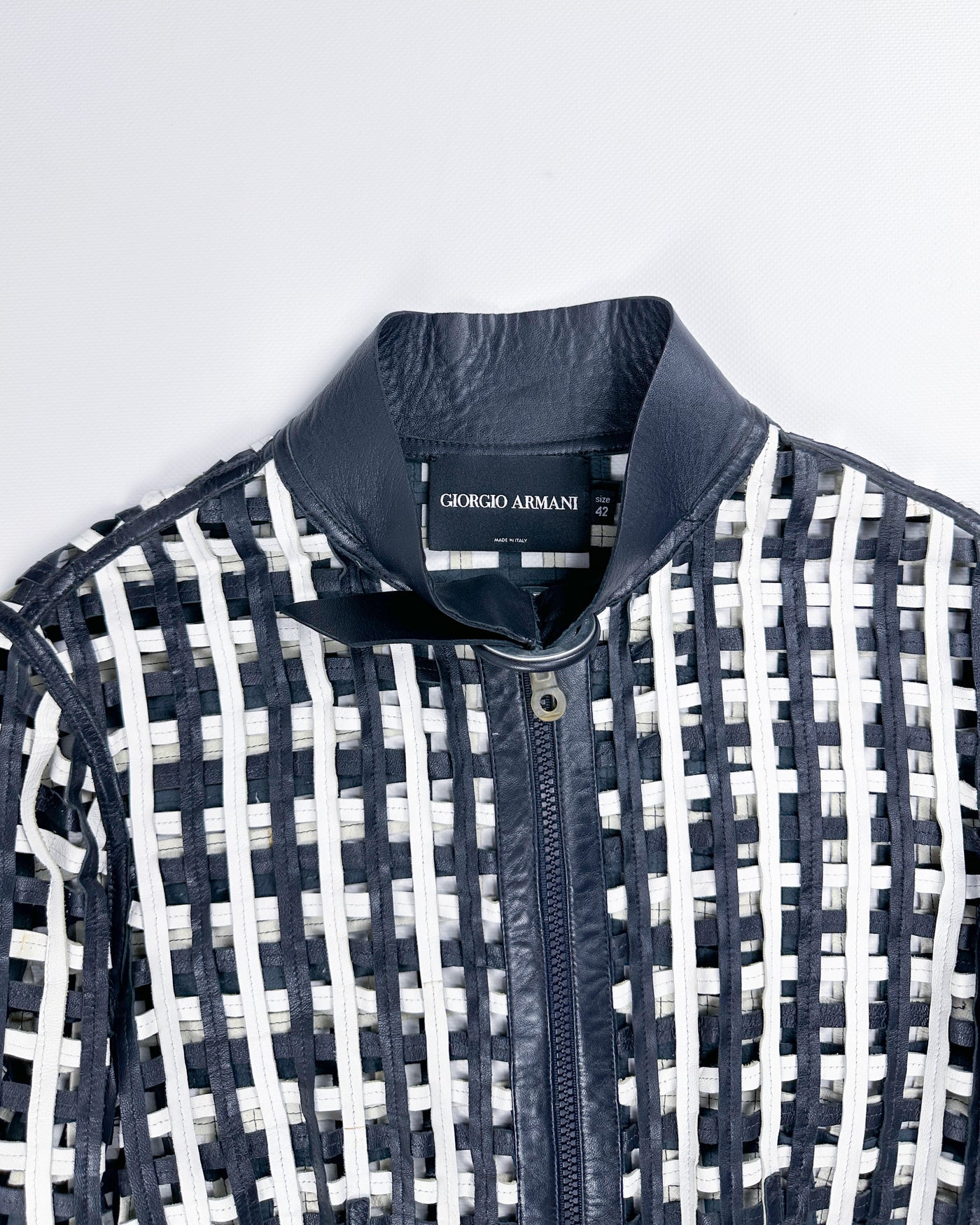 Armani Black And White Leather Net Jacket 2000's