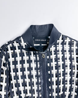 Armani Black And White Leather Net Jacket 2000's