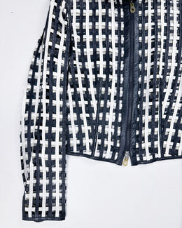 Armani Black And White Leather Net Jacket 2000's
