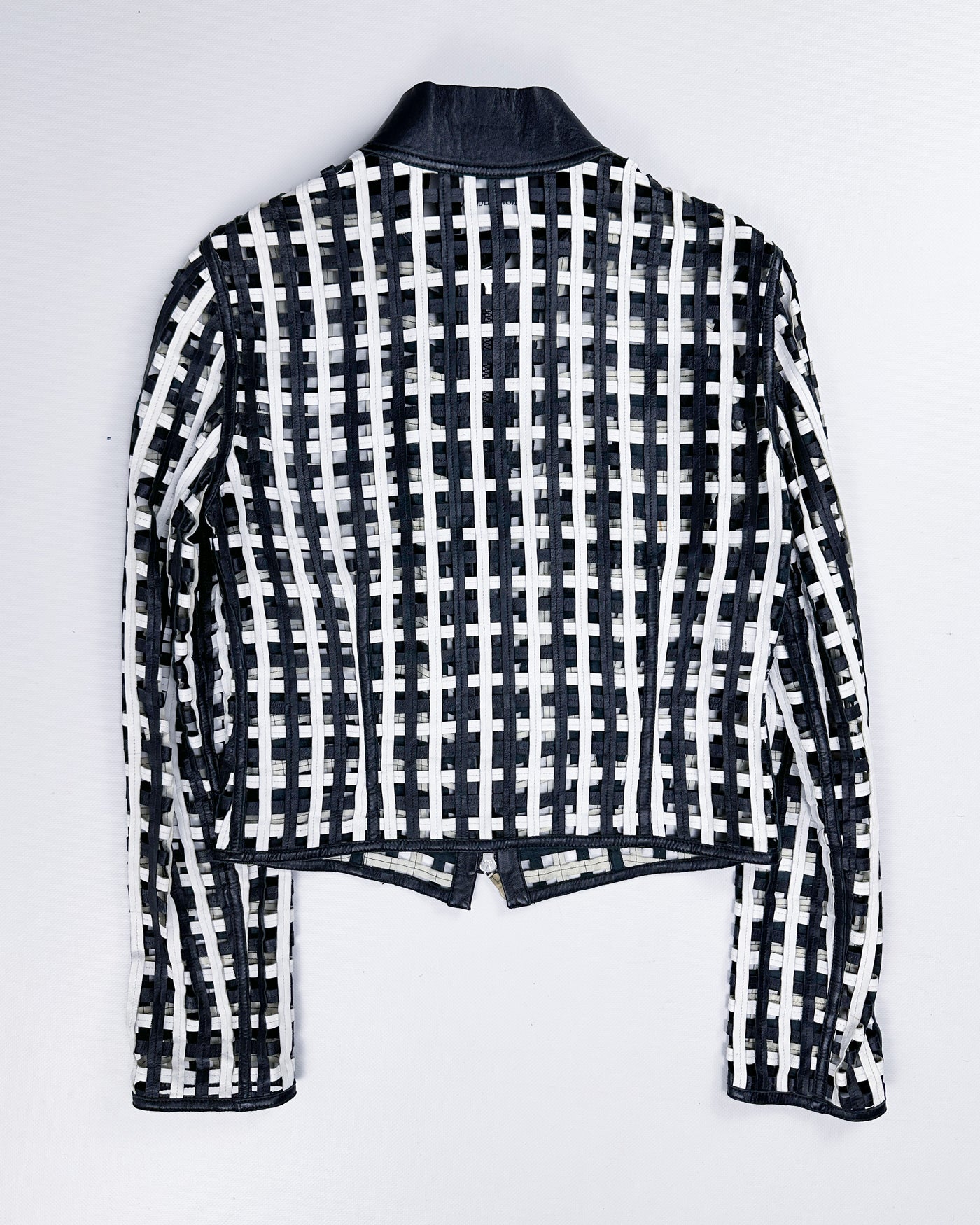 Armani Black And White Leather Net Jacket 2000's