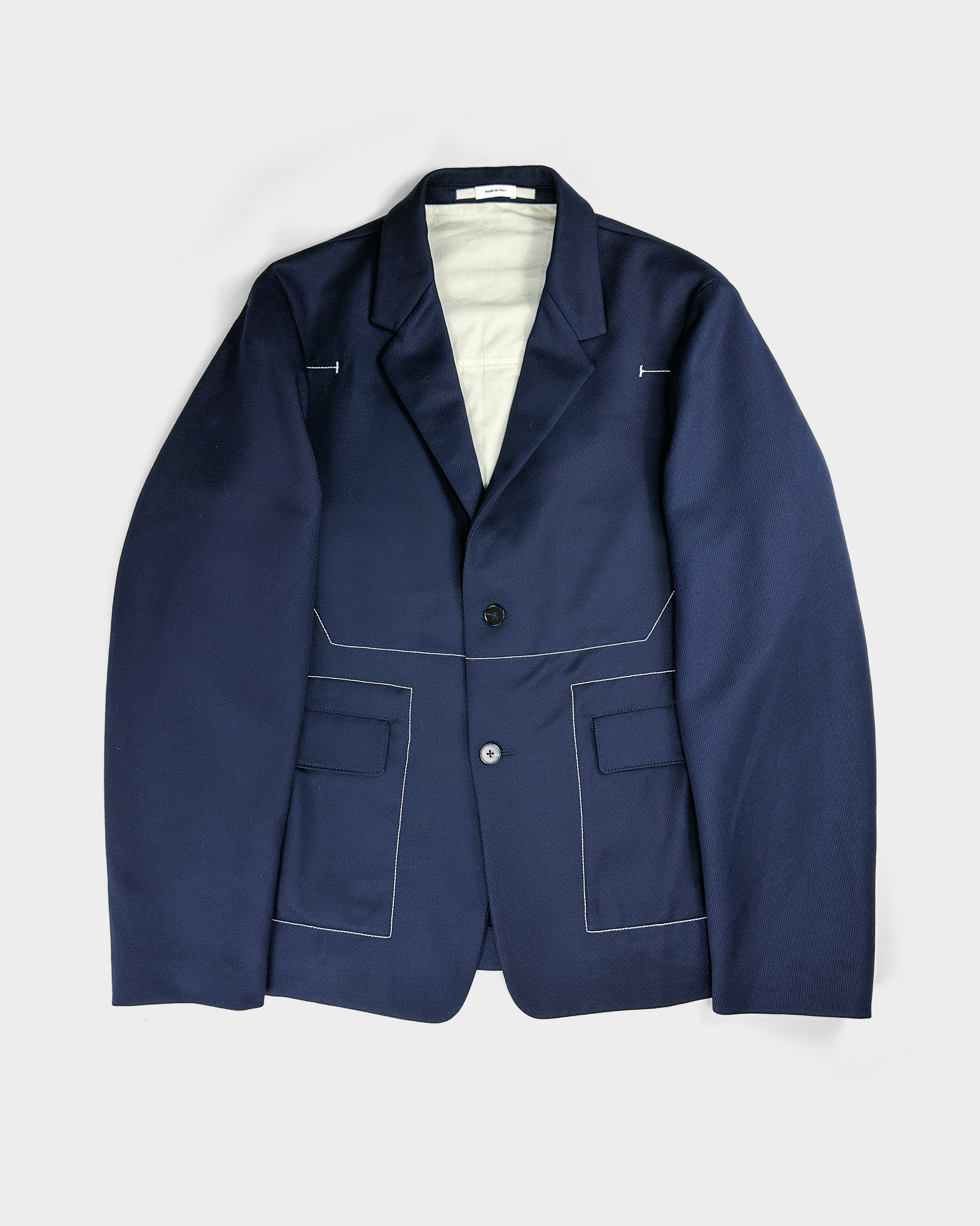 Jil Sander Stitched Navy Blue Wool Blazer A/W 2018