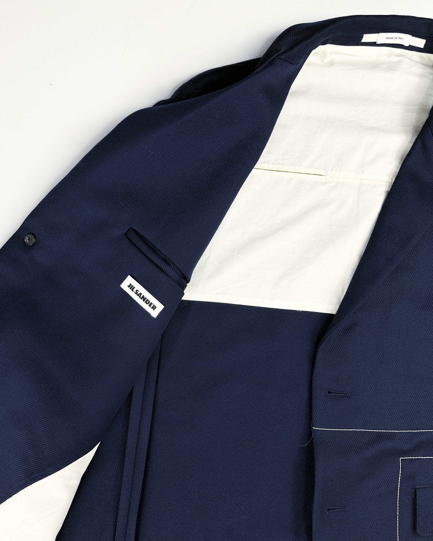 Jil Sander Stitched Navy Blue Wool Blazer A/W 2018