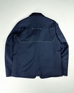 Jil Sander Stitched Navy Blue Wool Blazer A/W 2018