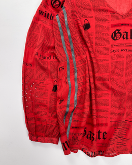 John Galliano Red Newspaper Cotton Top 2000's