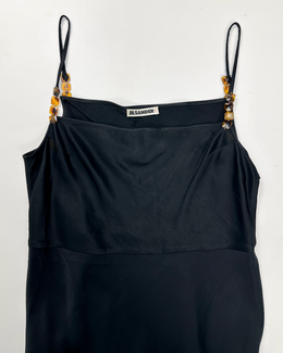 Jil Sander + Black Silk Dress 1990's