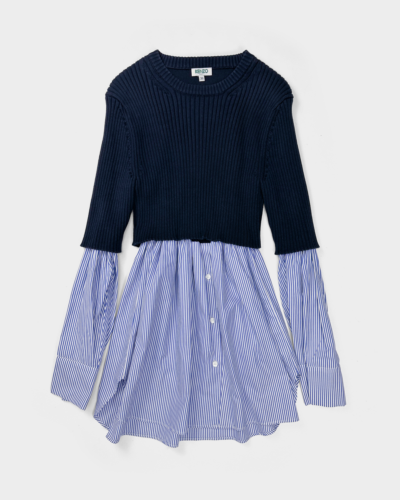 Kenzo Knit + Shirt Navy Blue Top 2000's