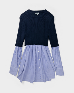 Kenzo Knit + Shirt Navy Blue Top 2000's