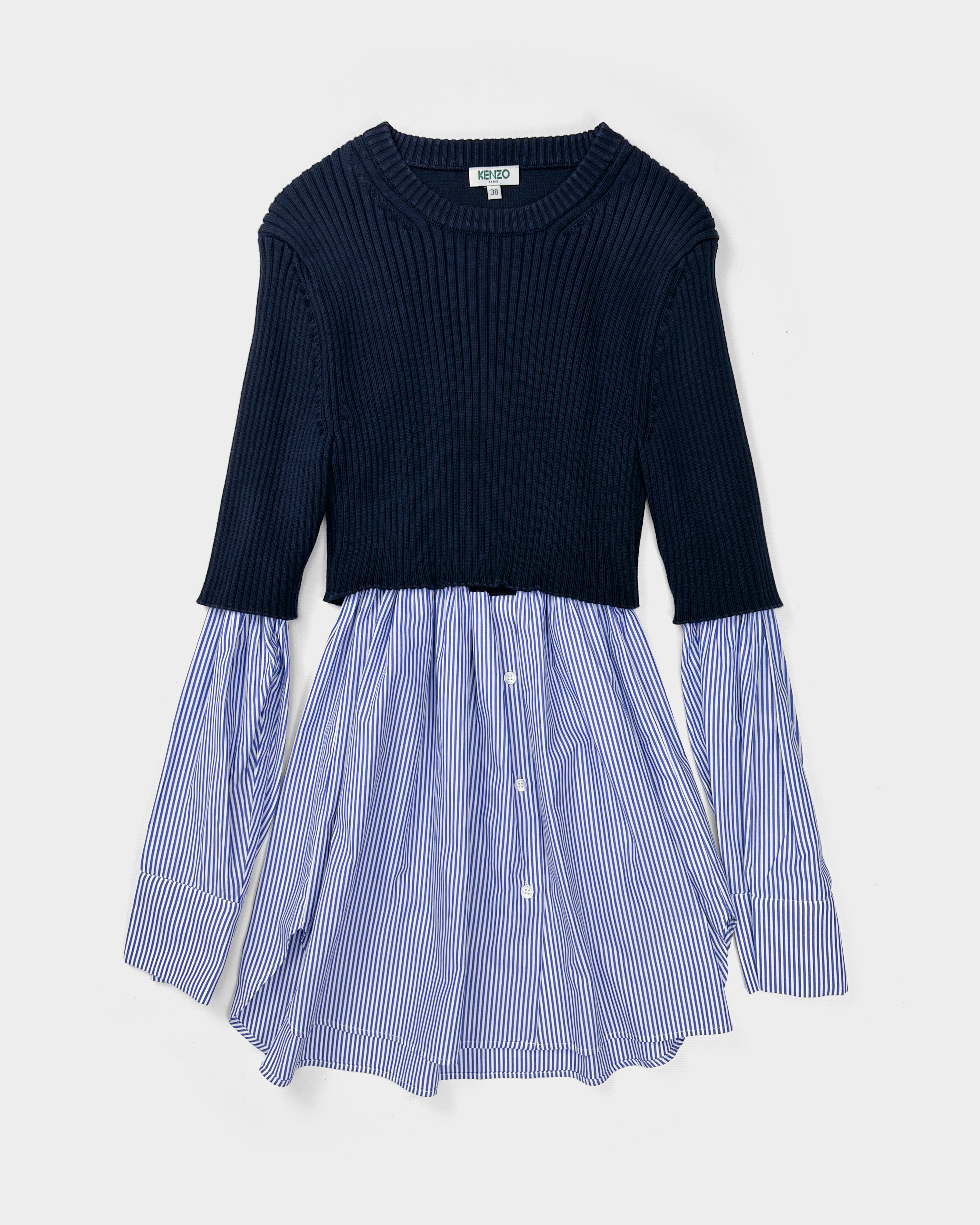 Kenzo Knit + Shirt Navy Blue Top 2000's