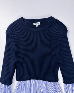 Kenzo Knit + Shirt Navy Blue Top 2000's