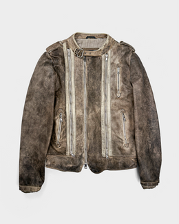 Daniele Alessandrini 6-Zip Distressed Leather Jacket 2000's