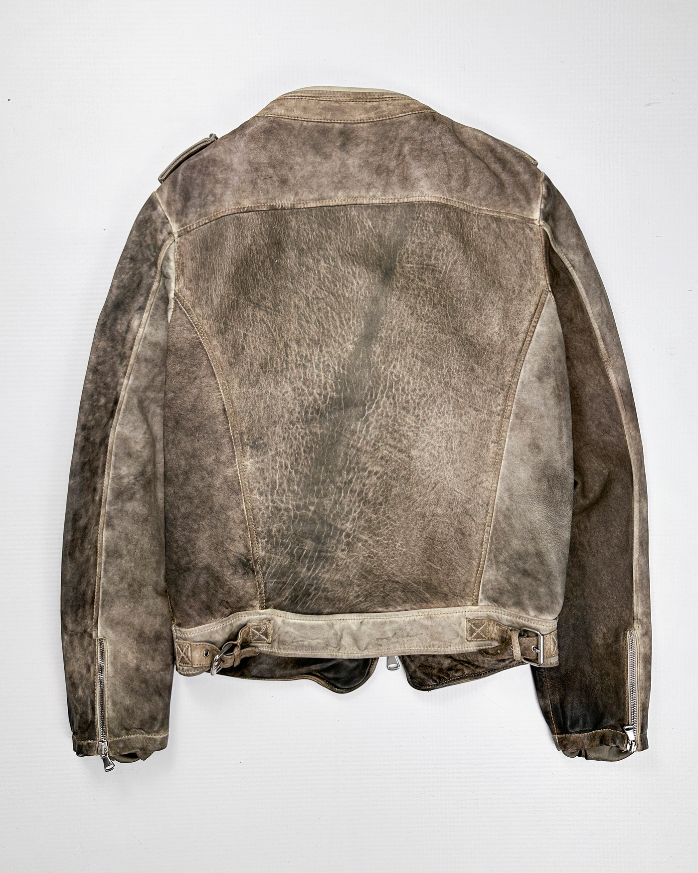 Daniele Alessandrini 6-Zip Distressed Leather Jacket 2000's