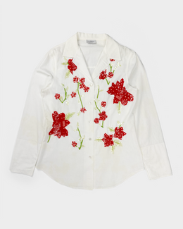 La Perla Embroidered Sequins White Shirt 2000's