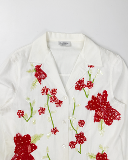 La Perla Embroidered Sequins White Shirt 2000's