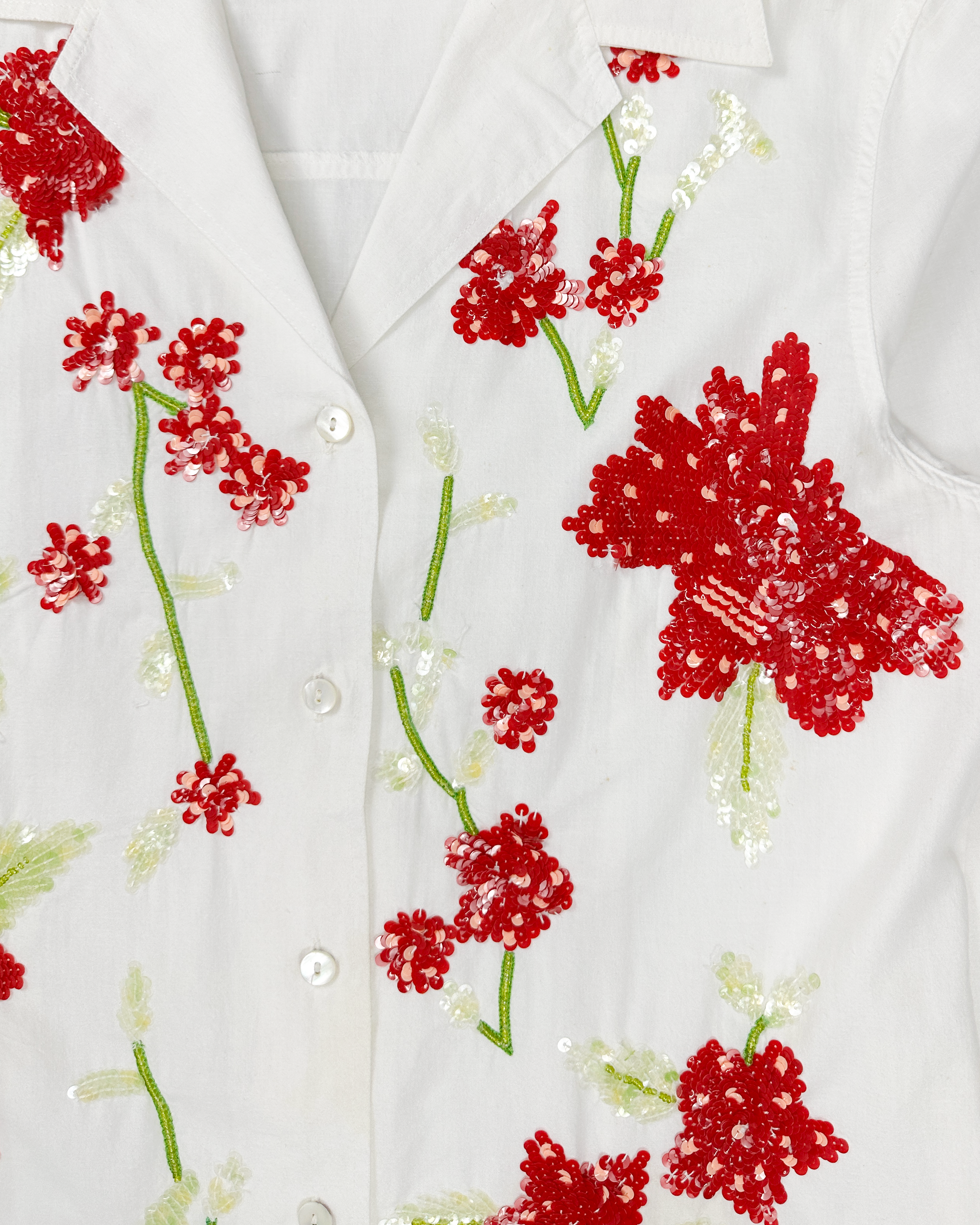 La Perla Embroidered Sequins White Shirt 2000's