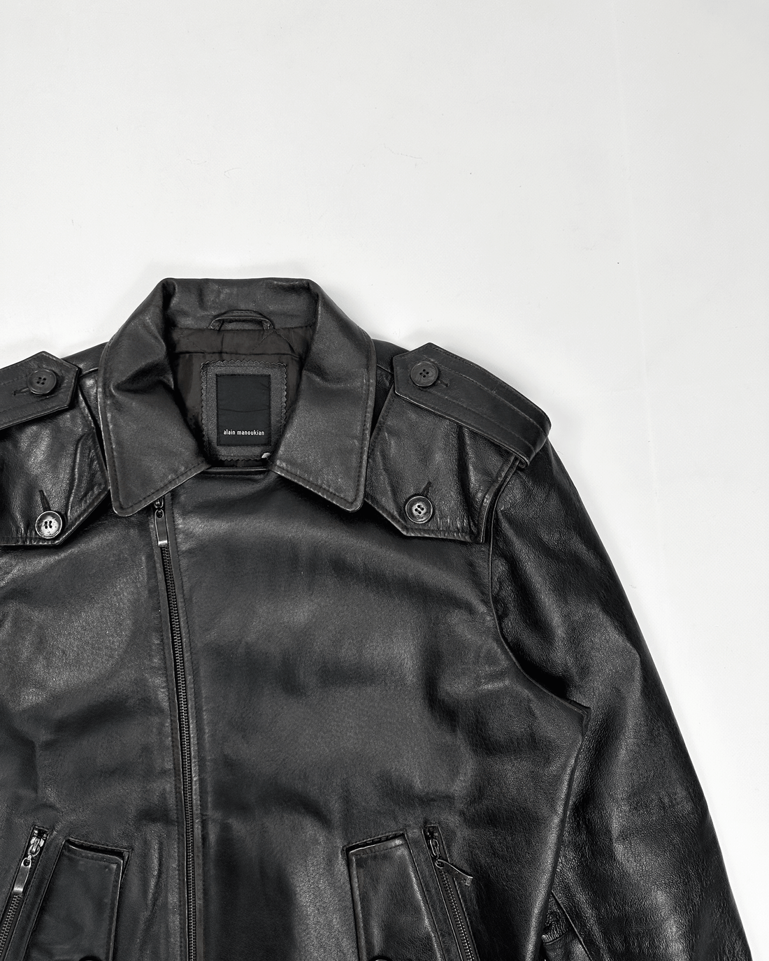 Alain Manoukian Brown Leather Biker Jacket 1990's