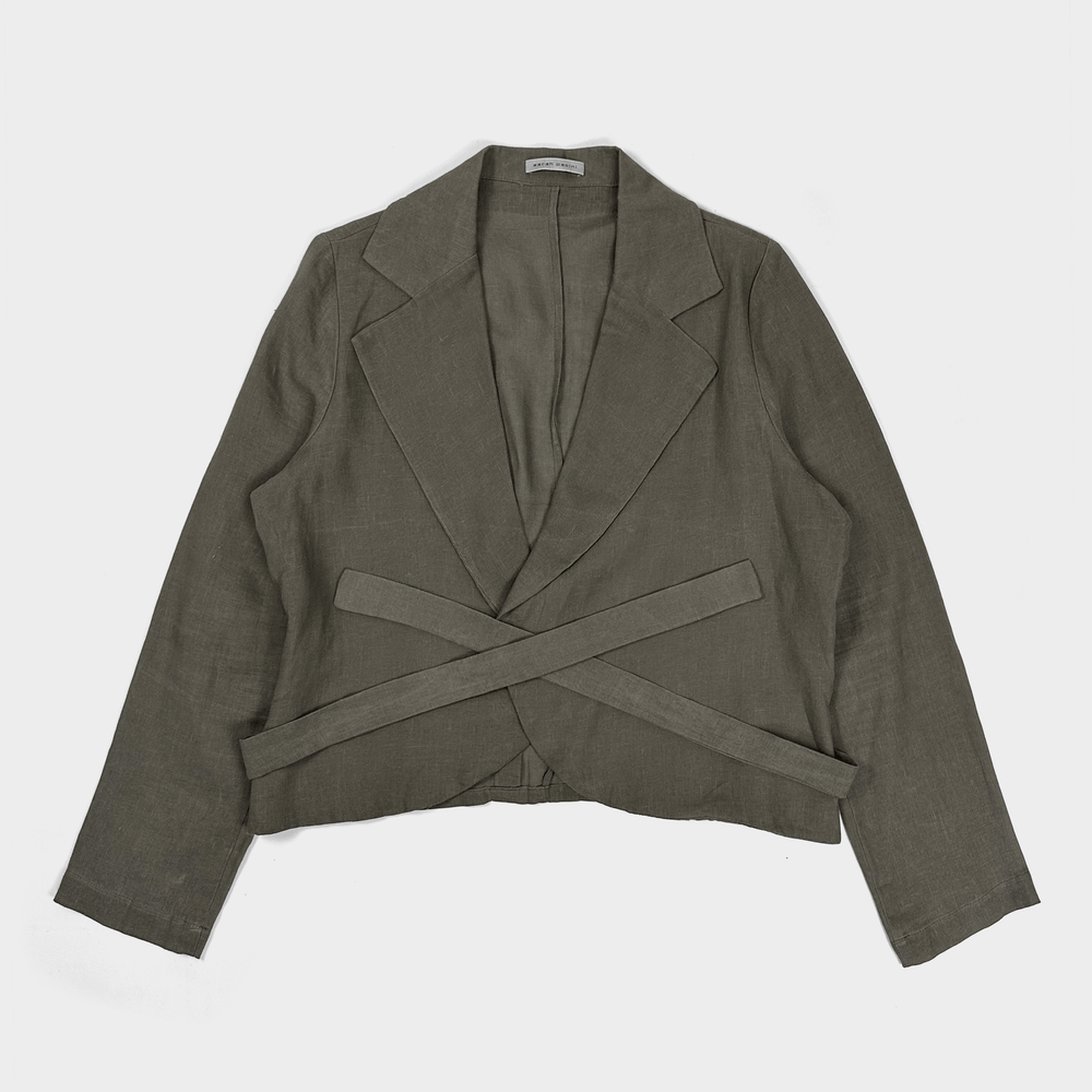 Sarah Pacini Linen Grey Bondage Jacket 1990's