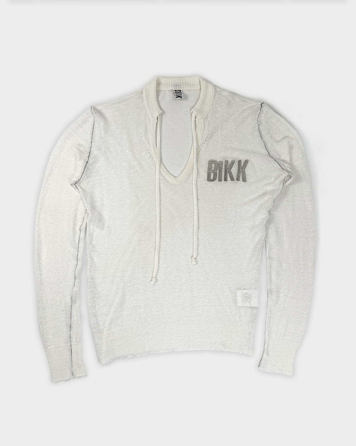 Dirk Bikkembergs White Linen Logo Top 2000's